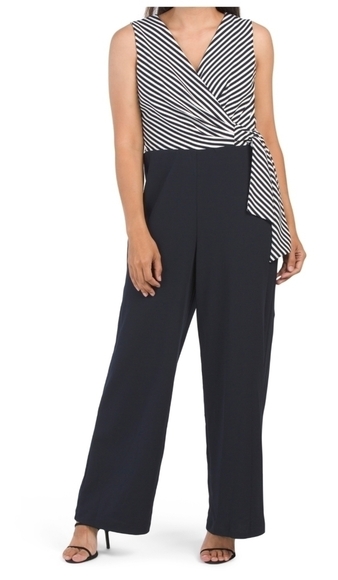 Sandra Darren Stripe Top Tie Waist Jumpsuit